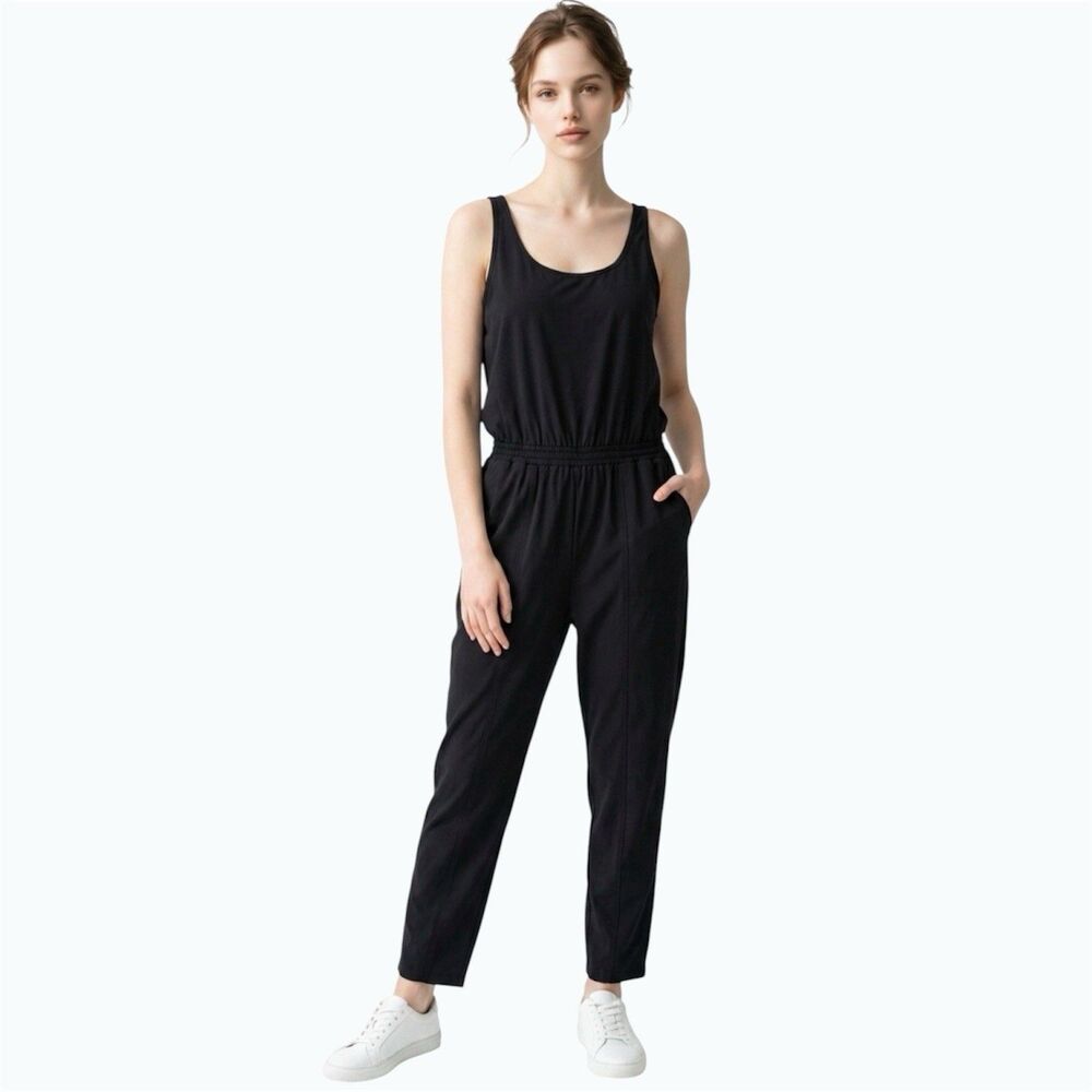 Athleta Women's Black Jumpsuit Scoopneck Airy Size Medium